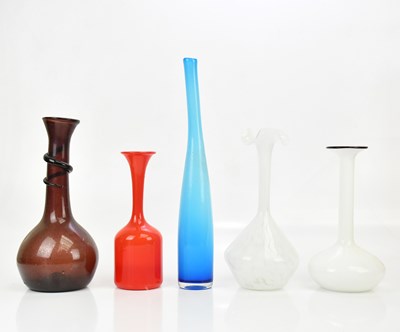 Lot 281 - Five contemporary art glass vases, including a...