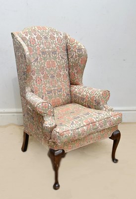 Lot 1183 - A George II style mahogany wing back chair,...