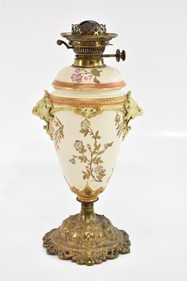 Lot 2549 - ROYAL WORCESTER; a blush ivory oil lamp with...