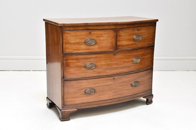 Lot 1215 - A 19th century mahogany bowfront chest of two...