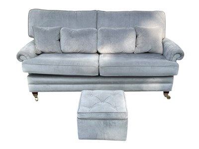 Lot 1106 - A modern grey upholstered salon settee, on...