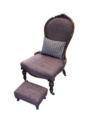 Lot 1252 - A Victorian spoonback nursing chair,...