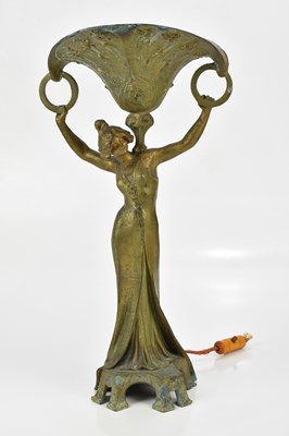 Lot 160 - An Art Nouveau bronzed metal figural table...