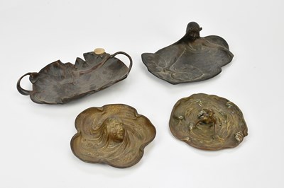 Lot 94 - An Art Nouveau bronze twin-handled shaped...