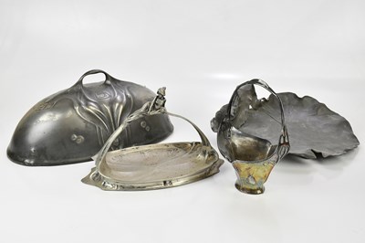 Lot 167 - Four pieces of Art Nouveau metalware including...