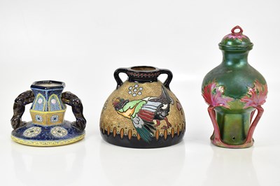 Lot 510 - AMPHORA; an Arts & Crafts style vase and cover...