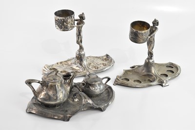 Lot 164 - WMF; two Art Nouveau figural stands, height...