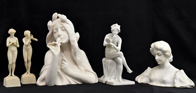 Lot 492 - ROYAL DUX; a bisque Art Nouveau model of a...