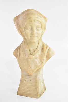 Lot 90 - An Art Nouveau carved marble bust of a Dutch...