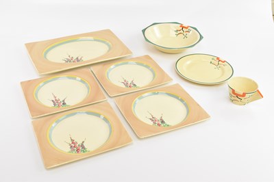 Lot 506 - CLARICE CLIFF; a five piece 'Biarritz'...