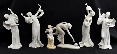 Lot 507 - A collection of Art Nouveau bisque figures,...