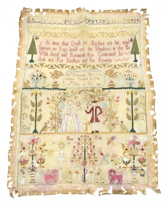 Lot 159 - A 19th century needlework sampler decorated...