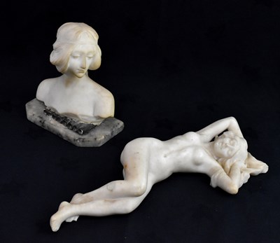 Lot 128 - An Art Nouveau carved alabaster model of a...