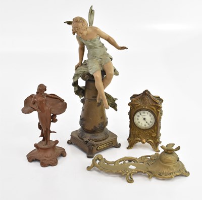 Lot 130 - AFTER AUGUSTE MOREAU; a bronzed spelter model,...