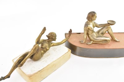 Lot 107 - An Art Deco bronzed spelter desk lamp modelled...