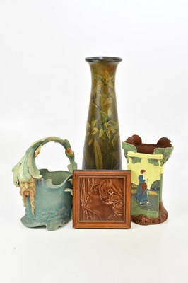 Lot 537 - SWAN POTTERY; a large tapering cylindrical...