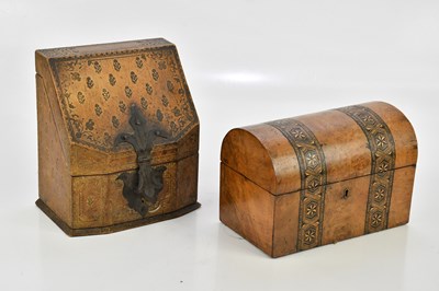 Lot 1460 - A Victorian inlaid dome topped tea caddy, with...