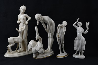 Lot 540 - Four blanc-du-chine Art Deco figures including...