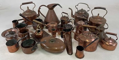 Lot 186 - A large collection of copper, mainly kettles,...