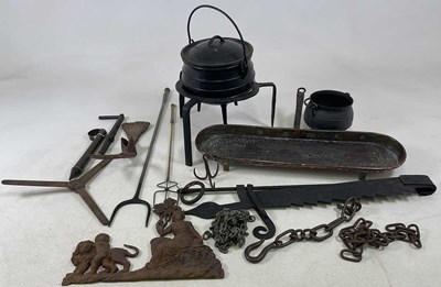 Lot 236 - A group of metalware including an iron...