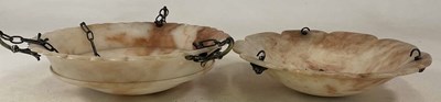 Lot 640 - An Art Deco alabaster plafonnier, with brass...