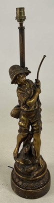 Lot 56 - A gilt painted spelter figural lamp, height...