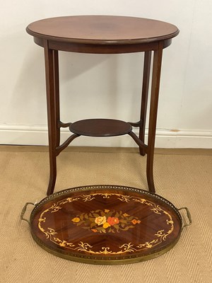 Lot 765 - An oval inlaid occasional table, height 69cm,...
