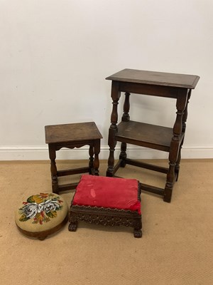 Lot 754 - Four various stools, one with a tapestry top,...