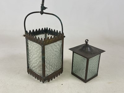 Lot 644 - An Arts and Crafts embossed brass and frosted...