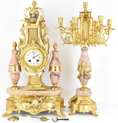 Lot 123 - A 20th century French striking mantel clock,...