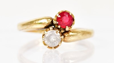 Lot 1281 - An 18ct yellow gold ring set with a white...
