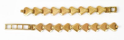 Lot 1471 - A 9ct yellow gold watch bracelet strap in two...