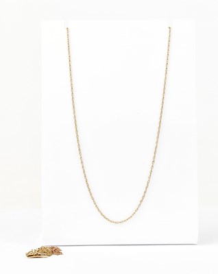 Lot 1484 - A 9ct yellow gold fine chain, length 45.5cm,...