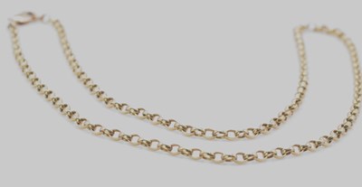 Lot 500 - A 9ct yellow gold hoop link chain, length 56cm,...