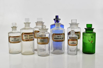Lot 1430 - Nine Victorian glass pharmaceutical bottles,...