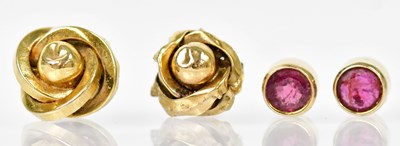 Lot 1379 - A pair of 9ct yellow gold stud earrings set...
