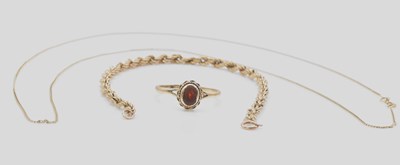Lot 510 - A 9ct yellow gold ring, size T 1/2, and two...
