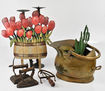 Lot 1573 - A mixed collection of metalware including coal...
