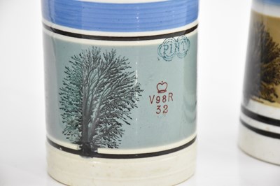 Lot 2557 - MOCHAWARE; three pint mugs, two with VR stamps,...