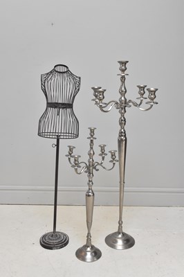 Lot 1570 - Two modern floorstanding candelabra, larger...