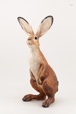 Lot 678 - TRACY WHINRAY; a tall stoneware sculpture of a...