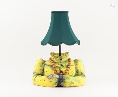 Lot 207 - ELAINE WATSON; an earthenware lamp base (with...