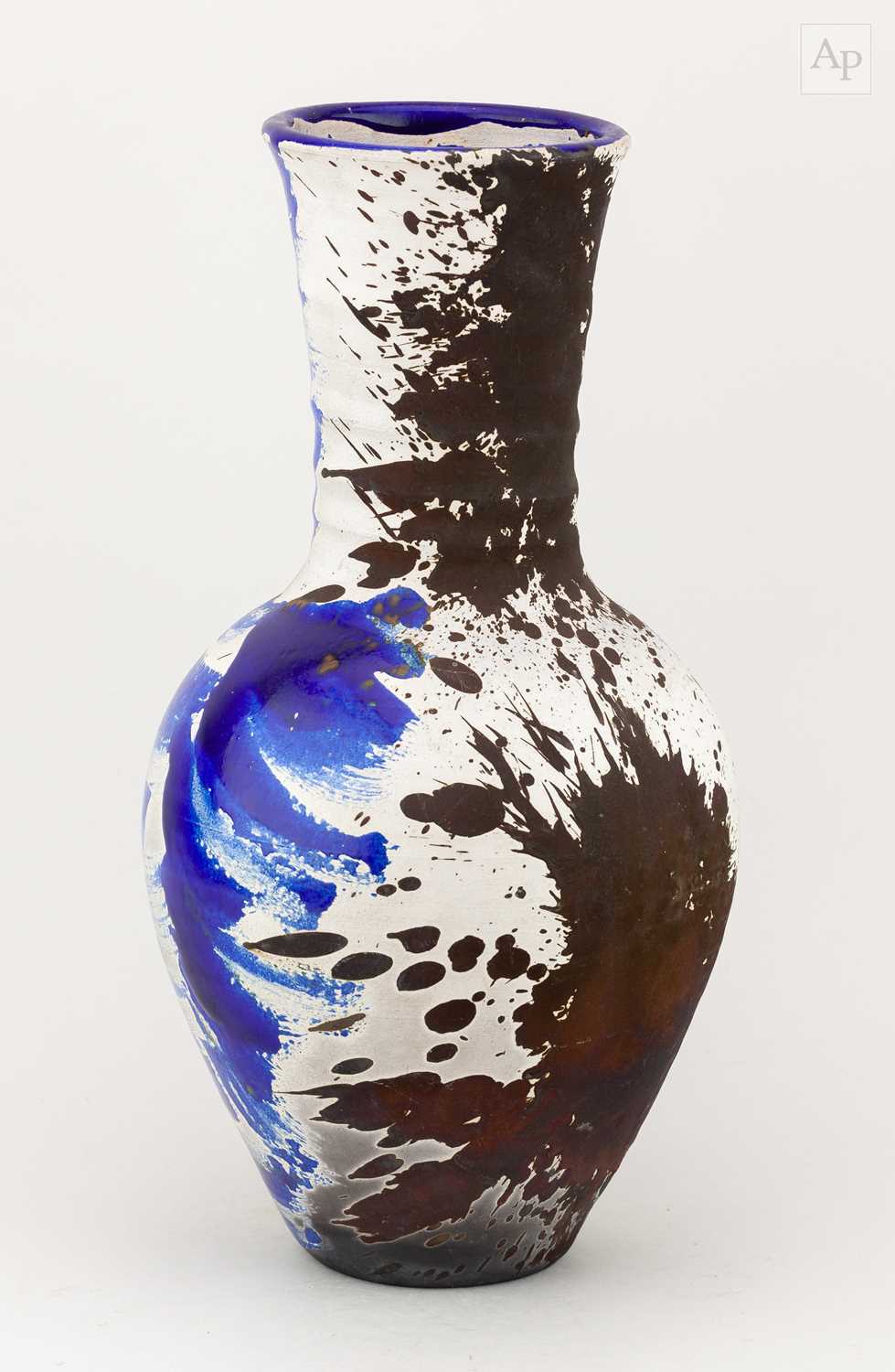 Lot 406 - MARTIN EVERSON DAVIS; a tall raku bottle...