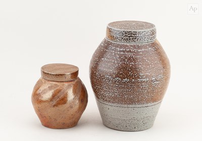Lot 619 - SARAH WALTON (born 1945); a salt glazed jar...