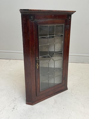 Lot 1075 - A Georgian oak straight front wall hanging...