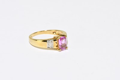 Lot 1129 - An 18ct yellow gold pink sapphire and diamond...