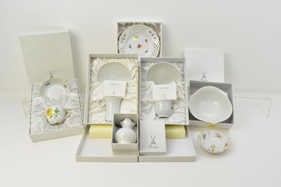 Lot 126 - MEISSEN; six boxed cabinet display items...