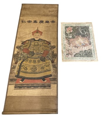 Lot 633 - A Chinese ink and colour on paper ancestral...