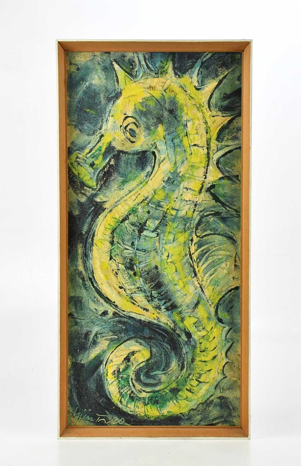 Lot 2687 - ALBIN TROWSKI; oil on board, study of seahorse,...