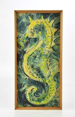 Lot 2687 - ALBIN TROWSKI; oil on board, study of seahorse,...